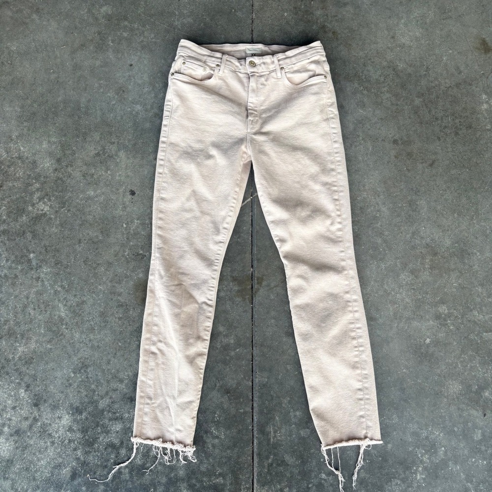 Mother Denim High Waisted Looker Ankle Fray Jeans Women's 28 Khaki City Classic